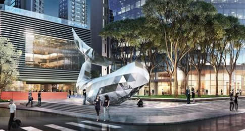Praça da Baleia tem inspiração no Bryant Park de Nova York e abrigará uma capsula do tempo a ser fechada em 2018 e reaberta em 2050