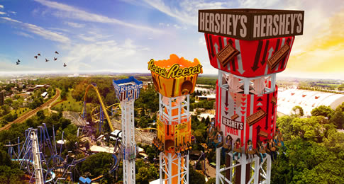 Radical e saboroso, o maior parque temático de chocolate do mundo, Hershey Park,  fica nos EUA e conta com mais de 70 atrações em 4 complexos