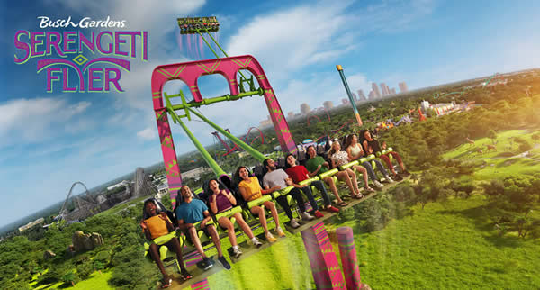 O Busch Gardens Tampa Bay anuncia a Serengeti Flyer como a grande novidade para 2023