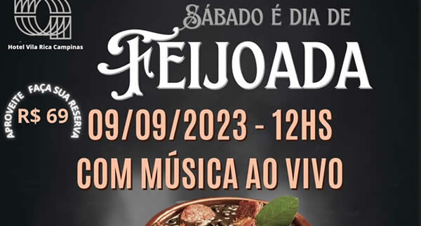 Vila Rica Campinas terá feijoada com música ao vivo em setembro