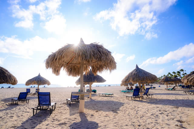 Palapas and Beach Chairs on Druif Beach - Aruba, Caribe - Beach - Island - Paradise