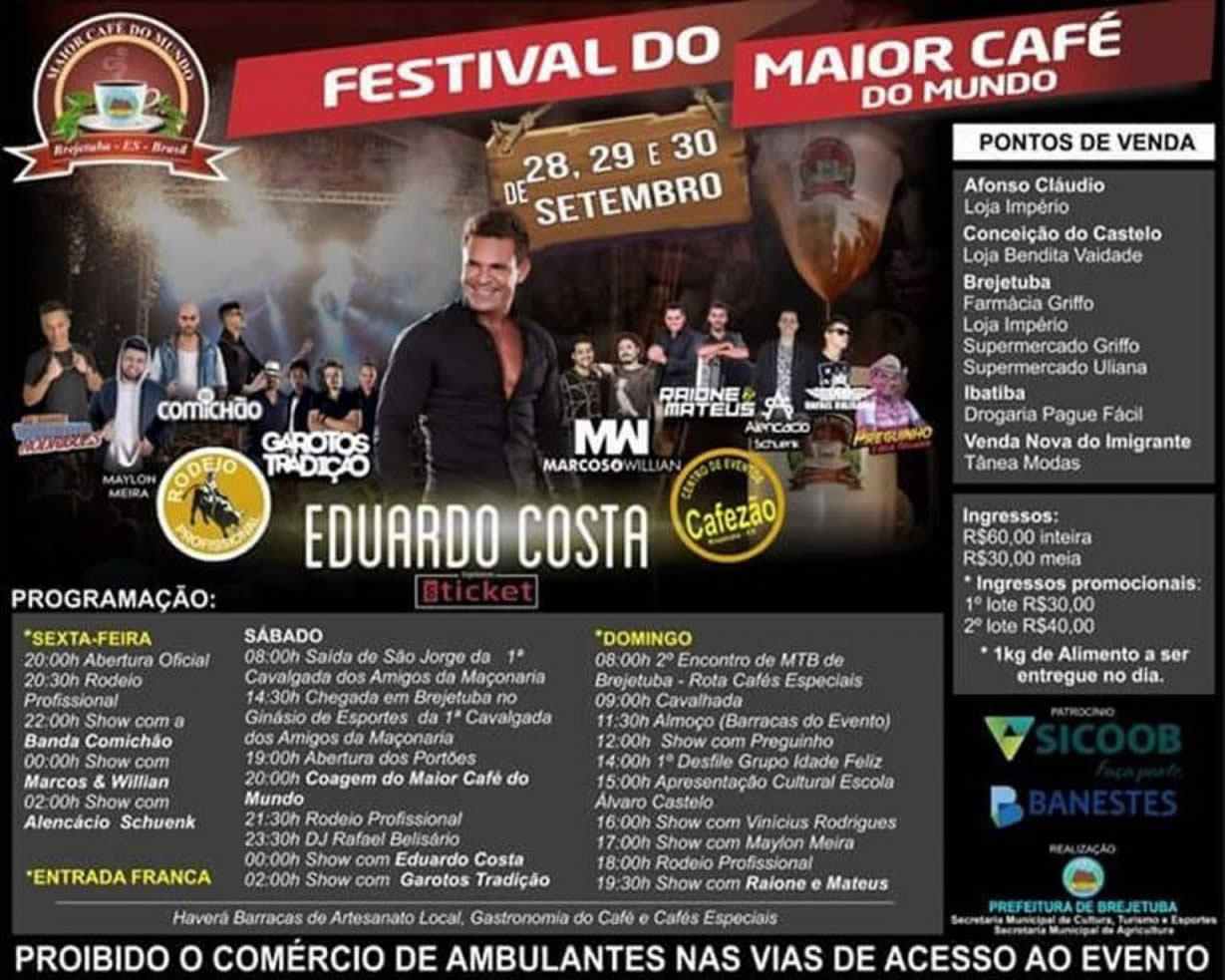 Festival do Maior Café do Mundo - Brejetuba (ES) - Café - Capixaba - Montanhas Capixabas - Espírito Santo