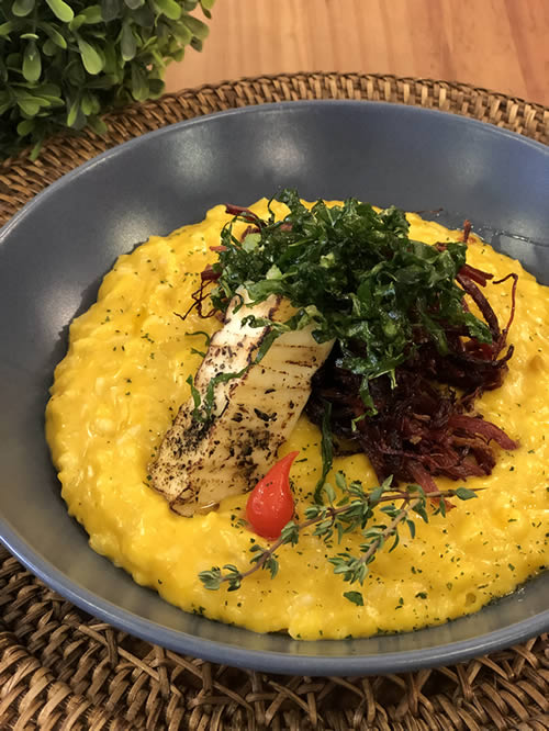 Risoto de abbora com carne seca